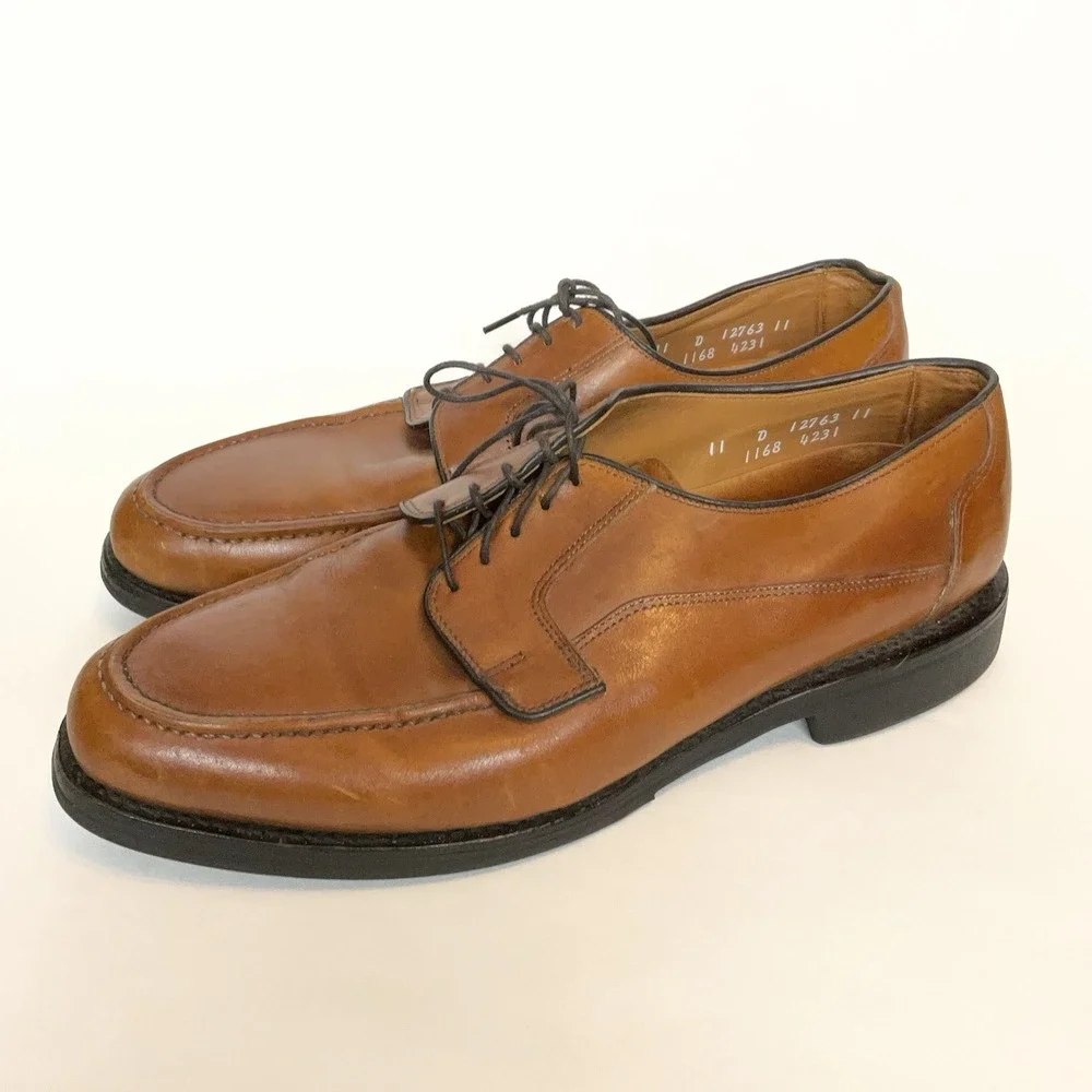 Allen Edmonds USA 1168 Brown Leather Lace Up‎ Derby Oxford Shoe Men's 11 D EUC